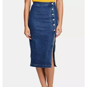 FREE PEOPLE jasmine high waist denim pencil skirt